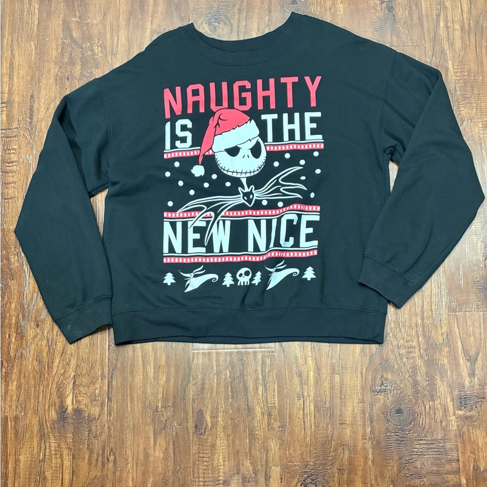 NIGHTMARE BEFORE CHRISTMAS NAUGTHY IS THE NEW NICE 2XL (19) LONG SLEEVE #SW6